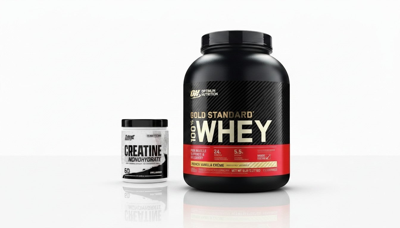 Optimum Nutrition Gold Standard 100% Whey 5 lb French Vanilla Crème + Nutrex Creatine Monohydrate 60 Servings | Premium Muscle Building Stack