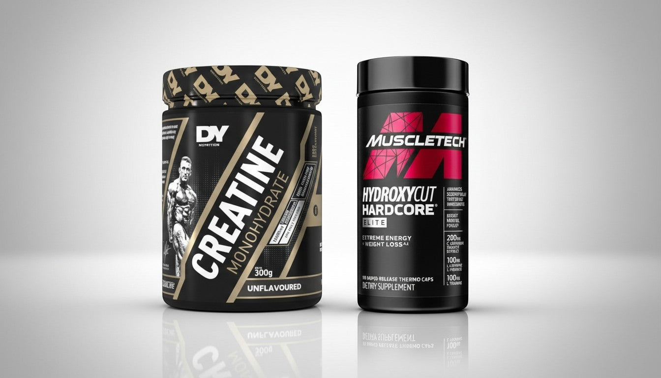 DY Nutrition Creatine Monohydrate 300g + MuscleTech Hydroxycut Hardcore Elite | Strength & Fat Loss Stack