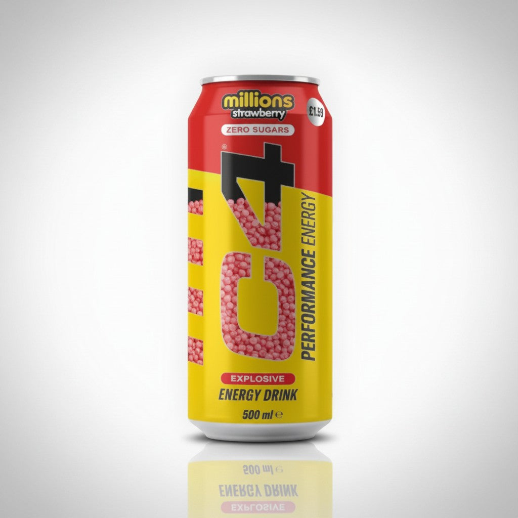 C4 Performance Energy Drink Millions Strawberry 500ml | Zero Sugar Energy Drink